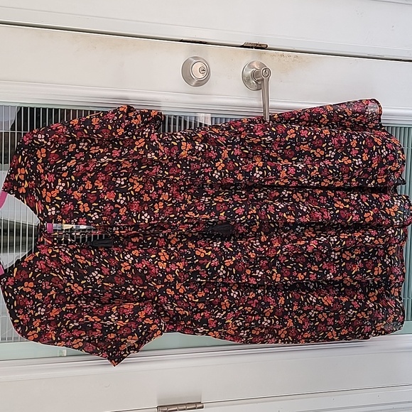 Patrons Of Peace Floral Baby Doll Dress Sz L Tassel Tie In Back - Picture 4 of 10